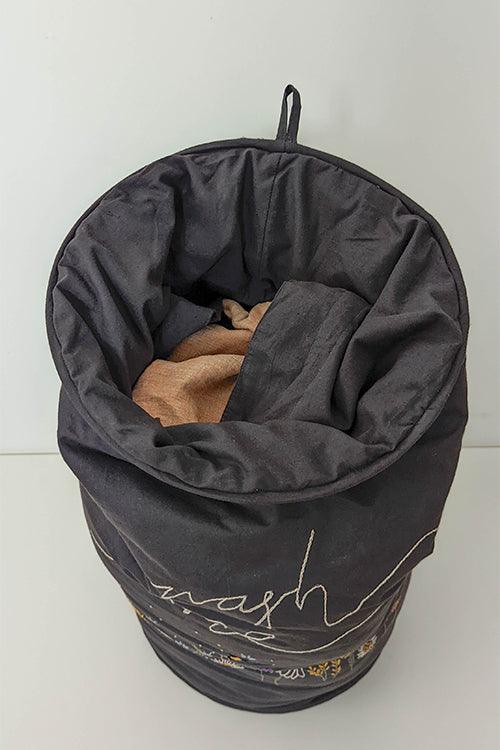 Okhai 'Hazel' Hand Embroidered Cotton Laundry Bag