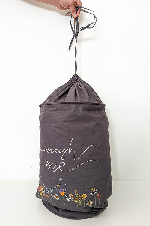 Okhai 'Hazel' Hand Embroidered Cotton Laundry Bag