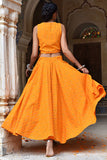 Katyayani Pure Cotton Ikkat Wrap Top & Skirt Set Online