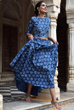 Parvati Pure Cotton Hand Block Printed Backless Top & Skirt Set Online