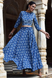 Okhai 'Parvati' Pure Cotton Hand Block Printed Backless Top and Skirt Set