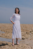 Cresent Mirrorwork White Hand Embroidered Dress For Women Online 