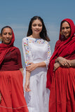 Okhai 'Crescent' Embroidered Cotton Dress | Rescue