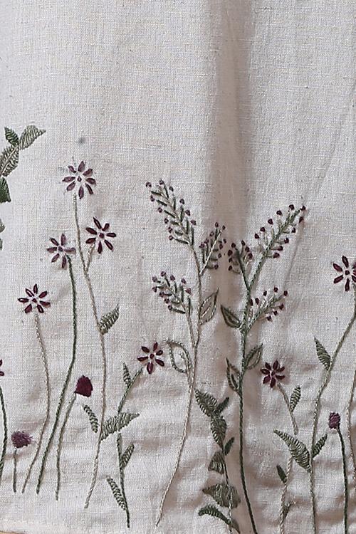 Okhai ‘Natural’ Hand Embroidered Pure Cotton Dress | Rescue
