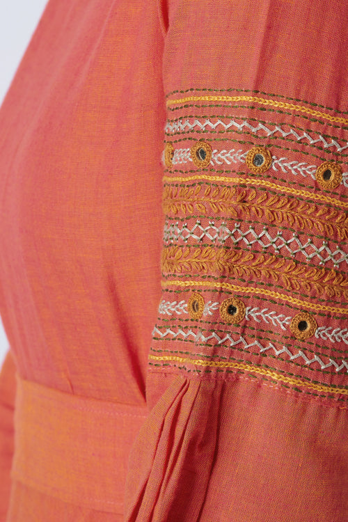Okhai 'Caramel' Hand Embroidered Pure Cotton Dress