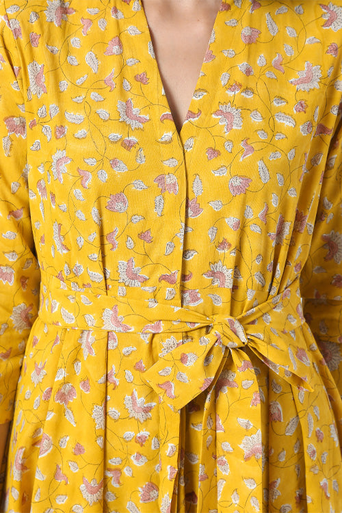 Okhai 'Sunbird' Hand Block Printed Pure Cotton Dress