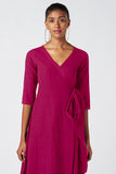 Okhai Merlot Rani Pink Pure Cotton Wrap Dress For Valentine Online