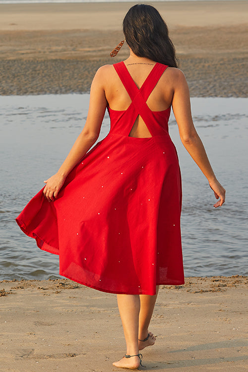 Okhai Paramour Pure Cotton Mirror Work Back Dress For Valentine Online