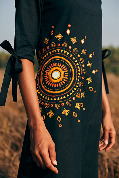 Okhai 'Power' Hand Embroidered Mirror Work Pure Cotton Dress