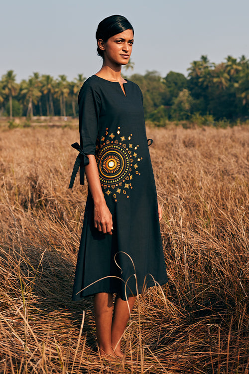 Okhai Pious Mirror Work Black Embroidered Dress Online
