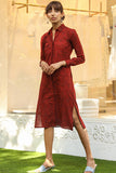 Okhai Red Pepper Pure Cotton Ajrakh Shirt Dress Online