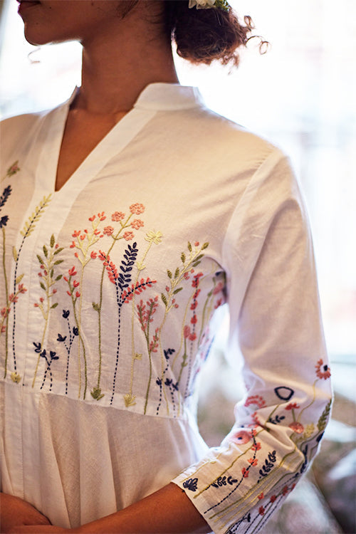 Okhai 'Fairytale' Hand Embroidered Pure Cotton Dress | Rescue