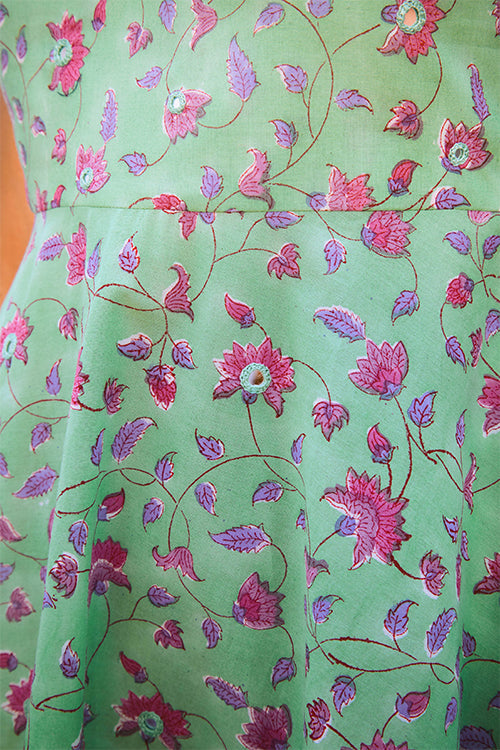 Okhai 'Captivate' Pure Cotton Mirror Work Hand-Block Printed Dress | Relove