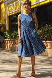 Okhai 'Equinox' Pure Cotton Indigo Sleeveless Cross-Back Dress | Relove