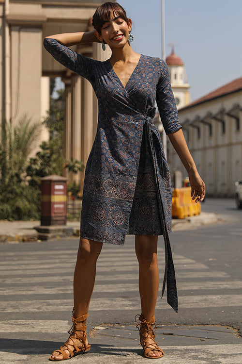 Okhai 'Acclaim' Pure Cotton Ajrakh Wrap Dress