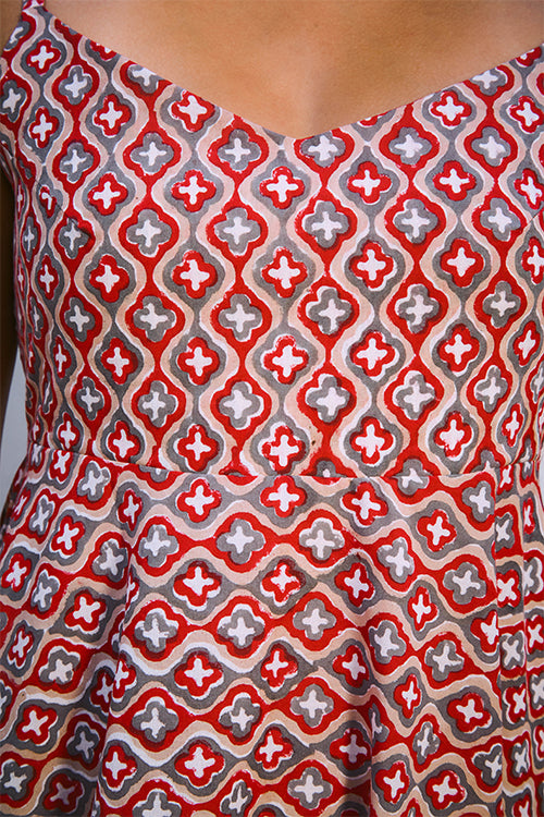 Okhai 'Paprika' Pure Cotton Hand-Block Printed Dress