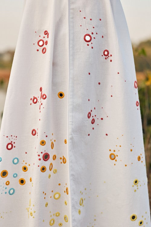 Okhai 'Raindrop' Hand Embroidered Mirror Work Pure Cotton Dress