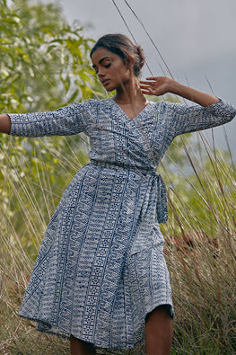Okhai 'Free Spirit' Naturally Dyed Pure Cotton Wrap Dress | Rescue