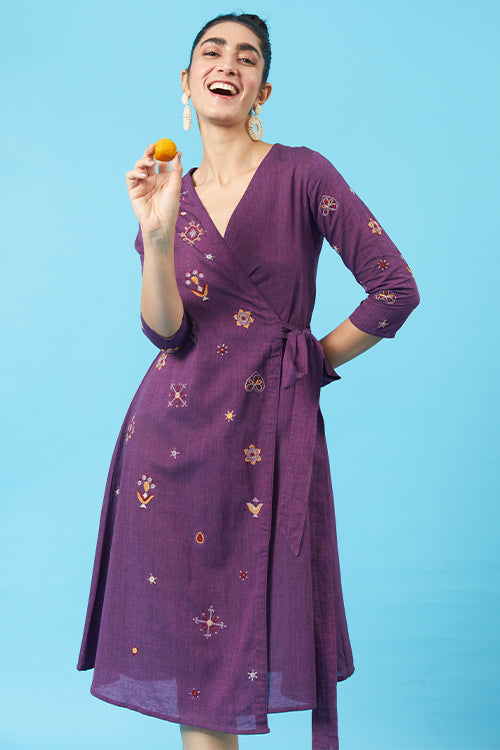 Okhai 'Bedazzle' Kutch Embroidered Wrap Dress