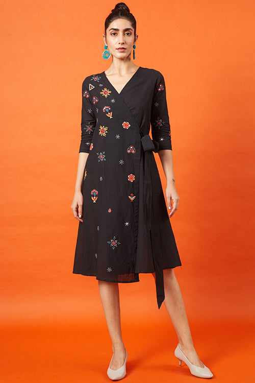 Okhai 'Empress' Kutch Embroidered Wrap Dress