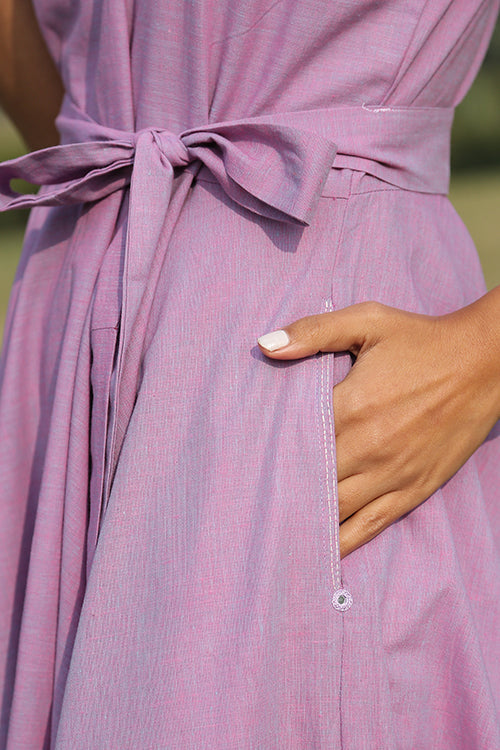 Okhai 'Lavender Pearl' Mirror Work Halter Neck Dress