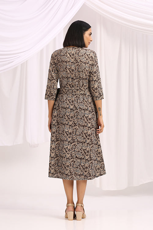 Okhai 'Shabnam' Hand Block Printed Kalamkari Wrap Dress