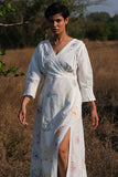 Cecelia Mirrorwork White Hand Embroidered Dress For Women Online 