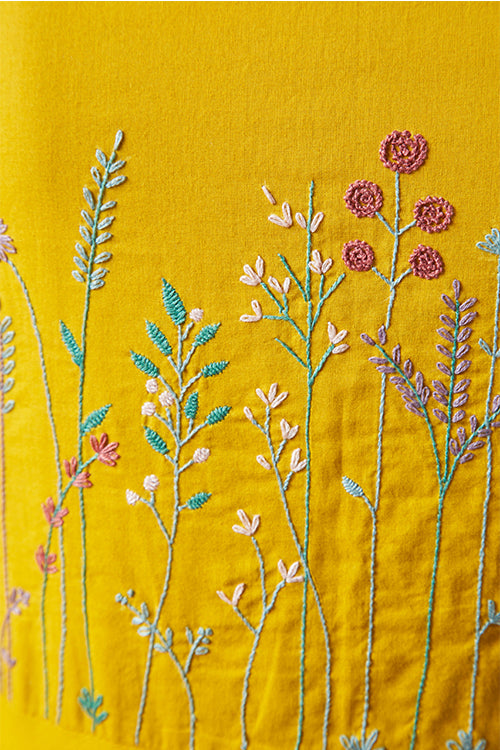 Okhai 'Golden Sand' Hand Embroidered Pure Cotton Dress