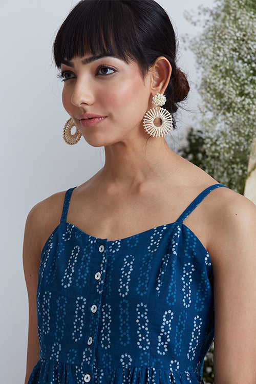Okhai 'Tiffany Blue' Hand Block Printed Pure Cotton Dress