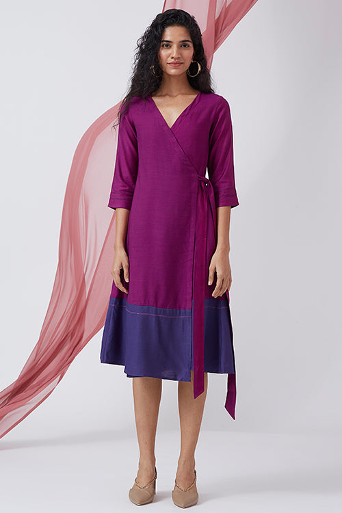 Okhai 'Boysenberry' Silk Blend V-Neck Wrap Dress