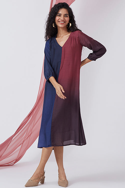Okhai 'Dusky Sky' Ombre V-Neck Modal Silk Dress
