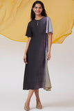 Okhai 'Charcoal' Ombre Modal Silk Half Sleeves Dress