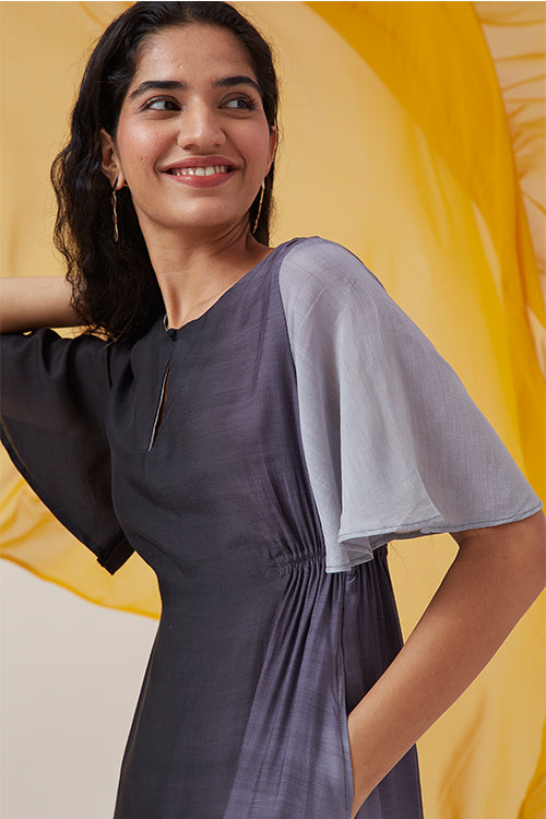 Okhai 'Charcoal' Ombre Modal Silk Half Sleeves Dress