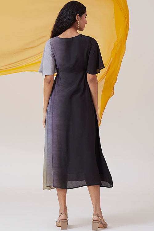 Okhai 'Charcoal' Ombre Modal Silk Half Sleeves Dress