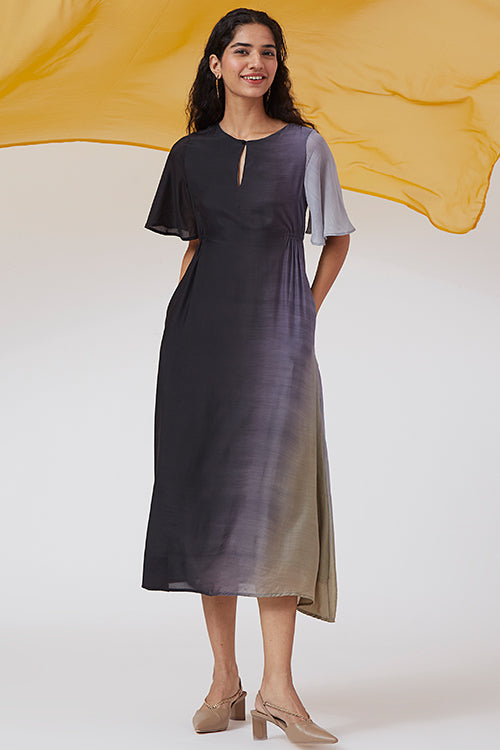 Okhai 'Charcoal' Ombre Modal Silk Half Sleeves Dress