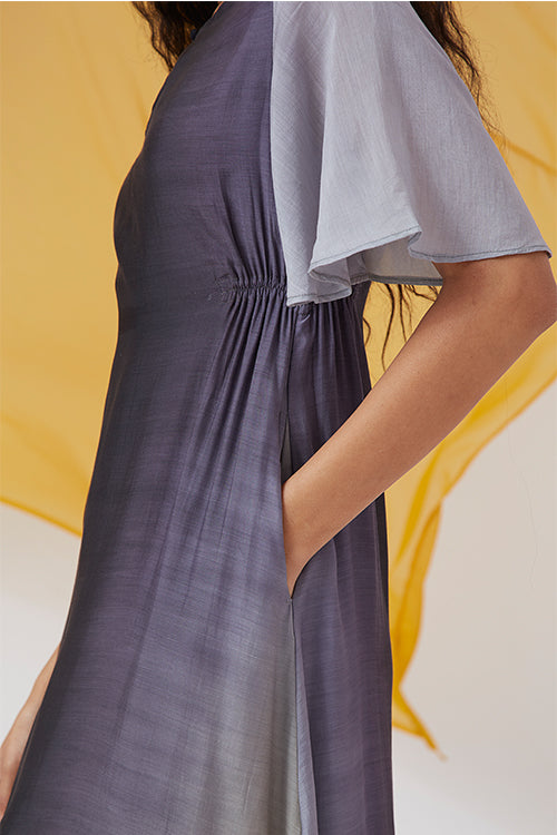Okhai 'Charcoal' Ombre Modal Silk Half Sleeves Dress