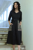Enchanted Black Pure Cotton Mirror Work Hand Embroidered Dress Online