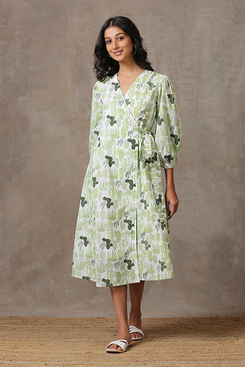 Prickly Pear Pure Cotton Hand Block Printed Dress For Women Online 