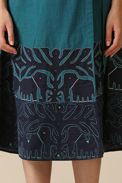 Okhai 'Daydreamer' Pure Cotton Applique Work Hand Embroidered Mirror Work Wrap Dress