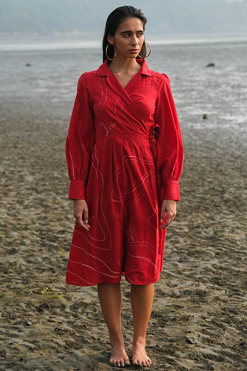 Okhai 'Seashore' Pure Cotton Hand Embroidered Dress