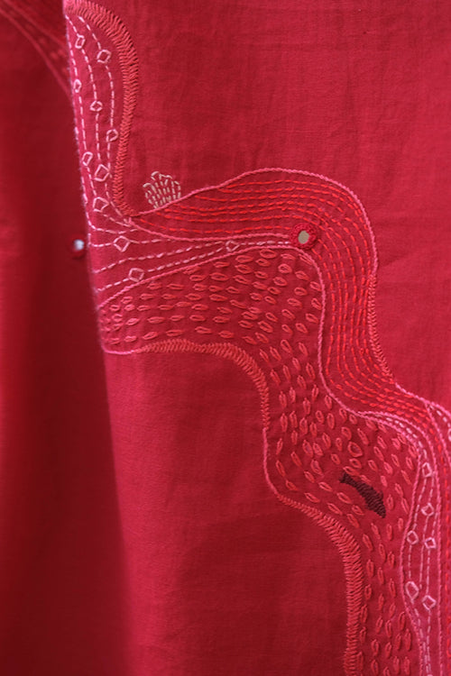 Okhai 'Silent River' Pure Cotton Hand Embroidered Mirror Work Dress