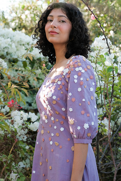 Okhai 'Water Lily' Hand Embroidered Cotton Dress
