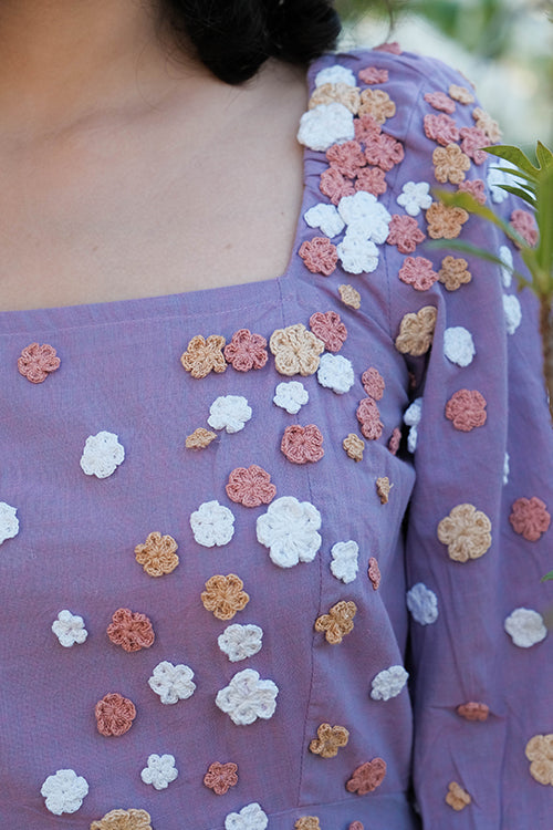 Okhai 'Water Lily' Hand Embroidered Cotton Dress