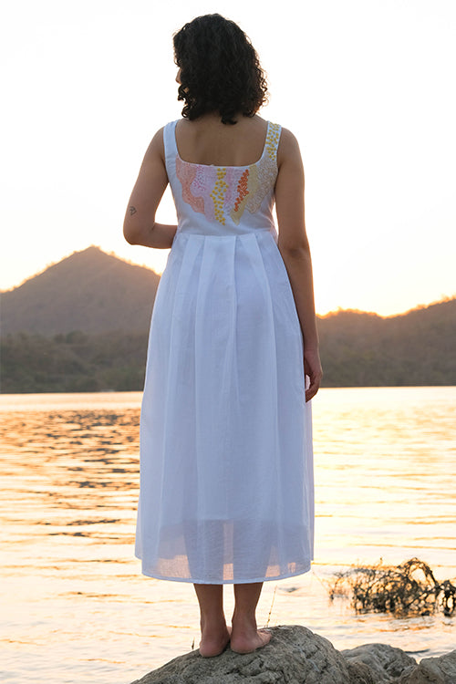 Okhai 'Merge' Pure Cotton Hand Embroidered Mirror Work Dress