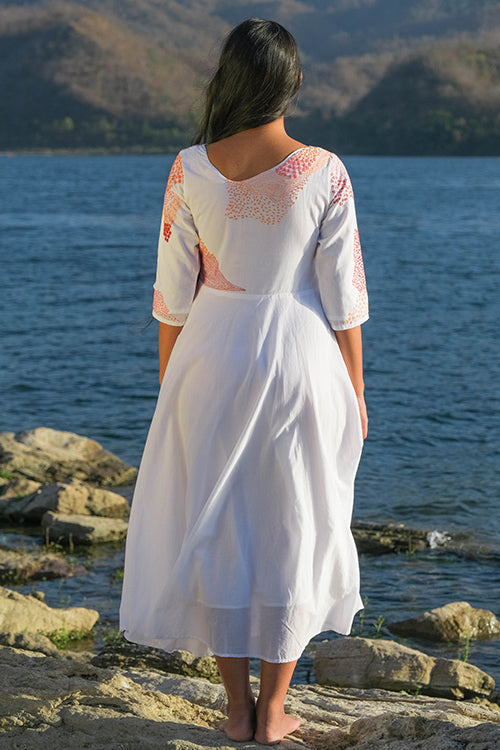 Okhai 'Riverside' Pure Cotton Hand Embroidered Mirror Work Dress