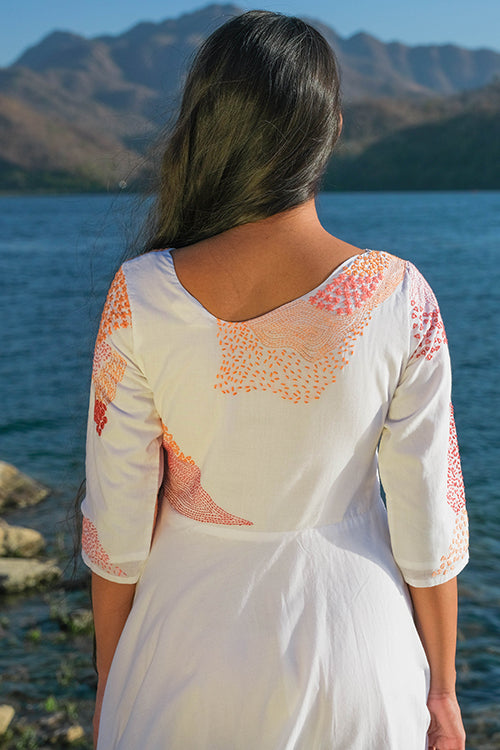 Okhai 'Riverside' Pure Cotton Hand Embroidered Mirror Work Dress