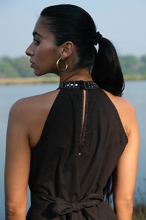 Okhai 'Symphonic' Pure Cotton Hand Embroidered Mirror Work Dress