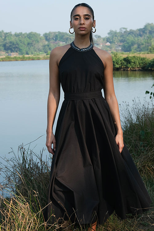 Okhai 'Symphonic' Pure Cotton Hand Embroidered Mirror Work Dress