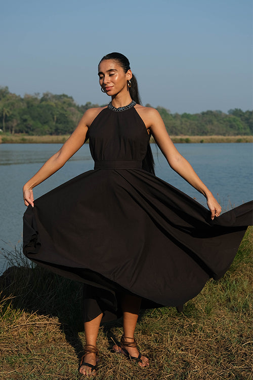 Okhai 'Symphonic' Pure Cotton Hand Embroidered Mirror Work Dress