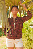 Raisin Printed Ajrakh Cotton Bomber Jacket For Women Online